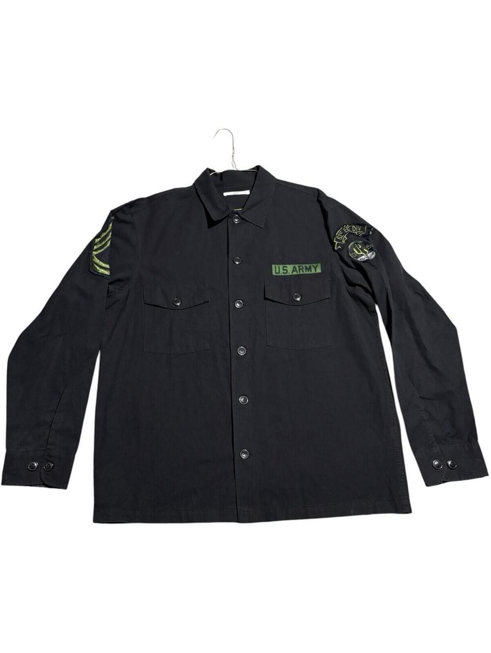 XL Vintage Edwin Japan USA Army Button Up Shirt Embroidered Patch Logo Tactical